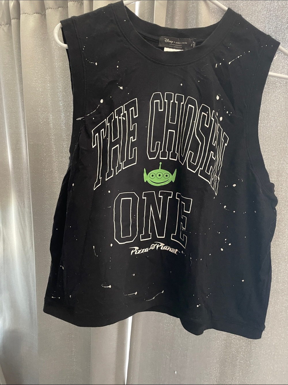 Disney Black Tank Top with Green Alien Graphic